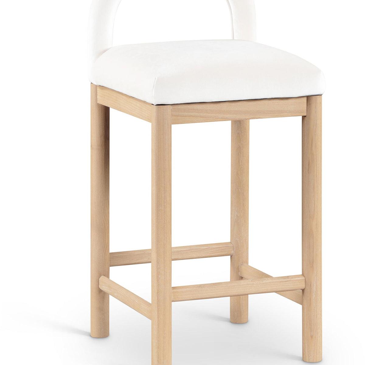 Conrad - Velvet Counter Stool With Natural Legs
