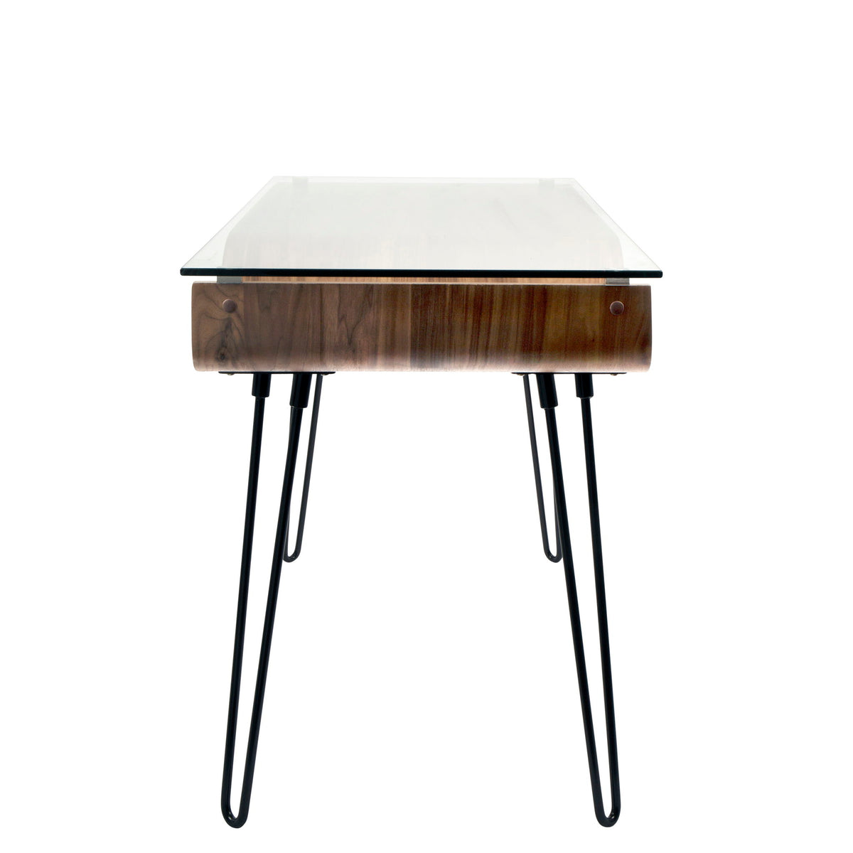 Avery - Mid-Century Modern Desk - Walnut / Clear / Black