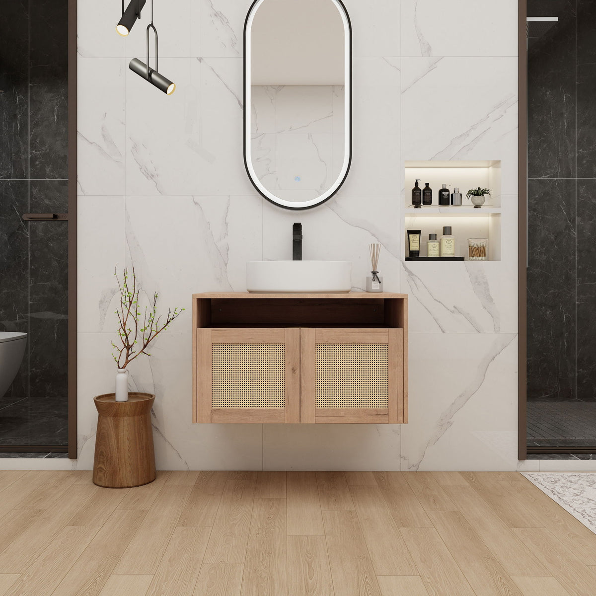 Bathroom Vanity & Art Sink, 2 Soft Close Doors, Float Mounting Design
