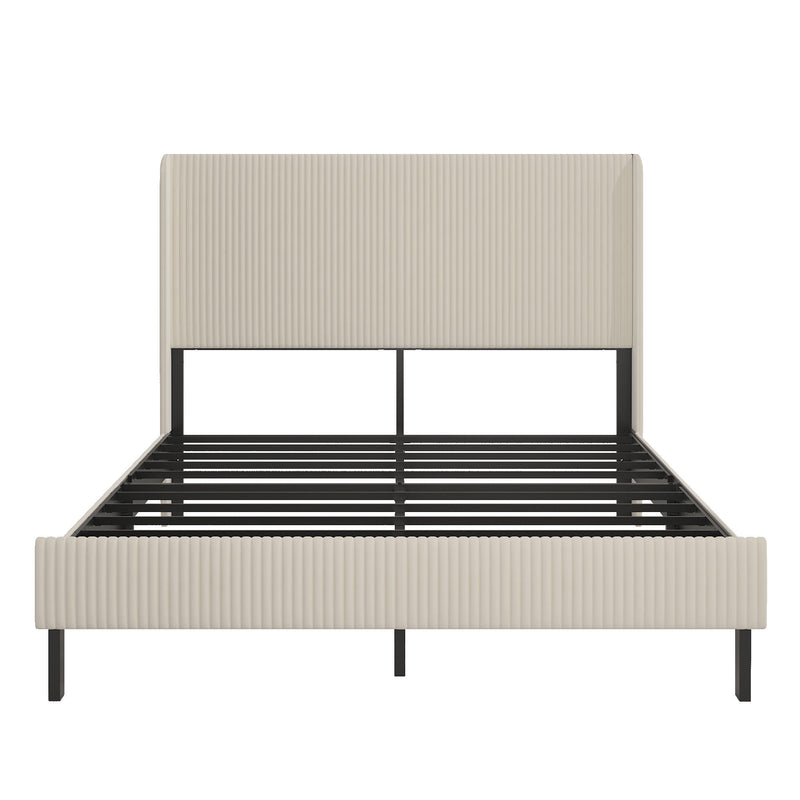 Platform Bed With Metal Frame And Charging Station