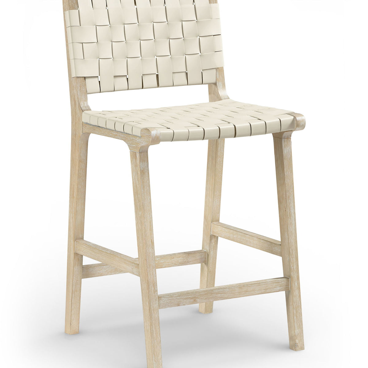 Entwine - Vegan Leather Upholstered Counter Stool - Painted Natural