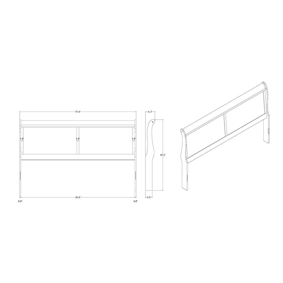 Bedroom bed dimensions diagram with headboard and side panel measurements