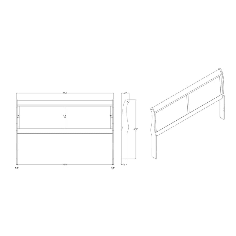 Bedroom bed dimensions diagram with headboard and side panel measurements