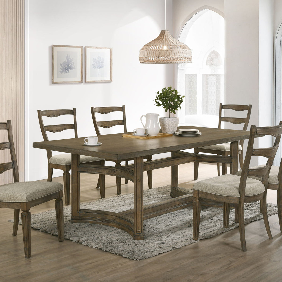 Parfield - 7 Pieces Dining Room Set - Light Brown / Oak