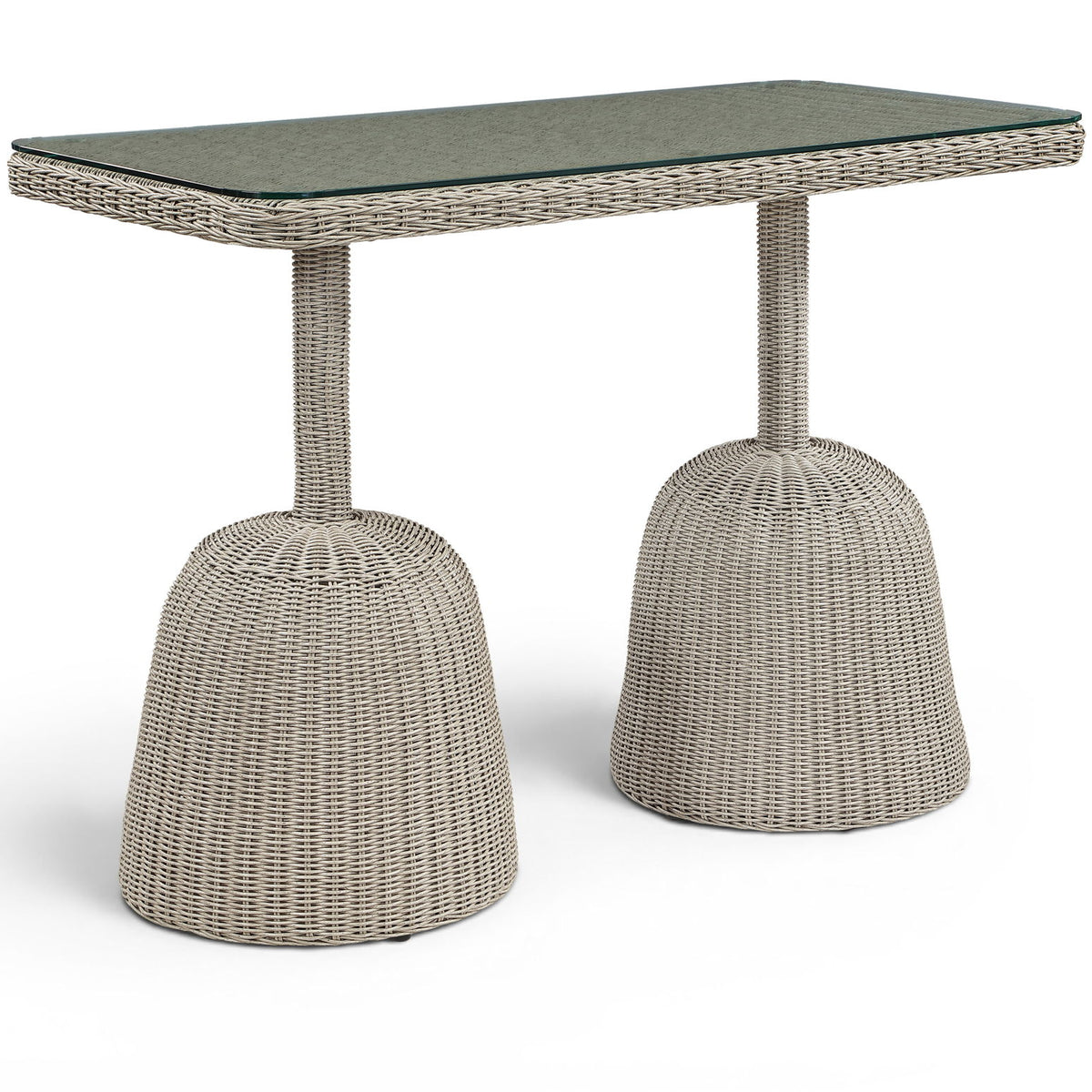 Seacrest - Tempered Glass Top And Wicker Outdoor Patio Bar Height Table