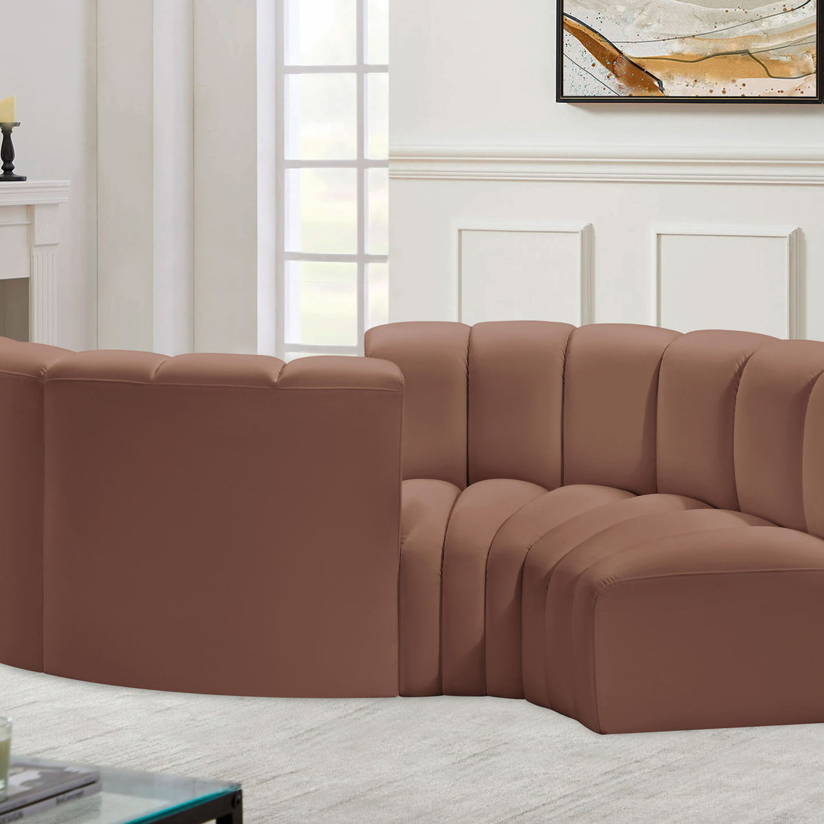 Arc - Faux Leather 4 Piece Curved Modular Sofa