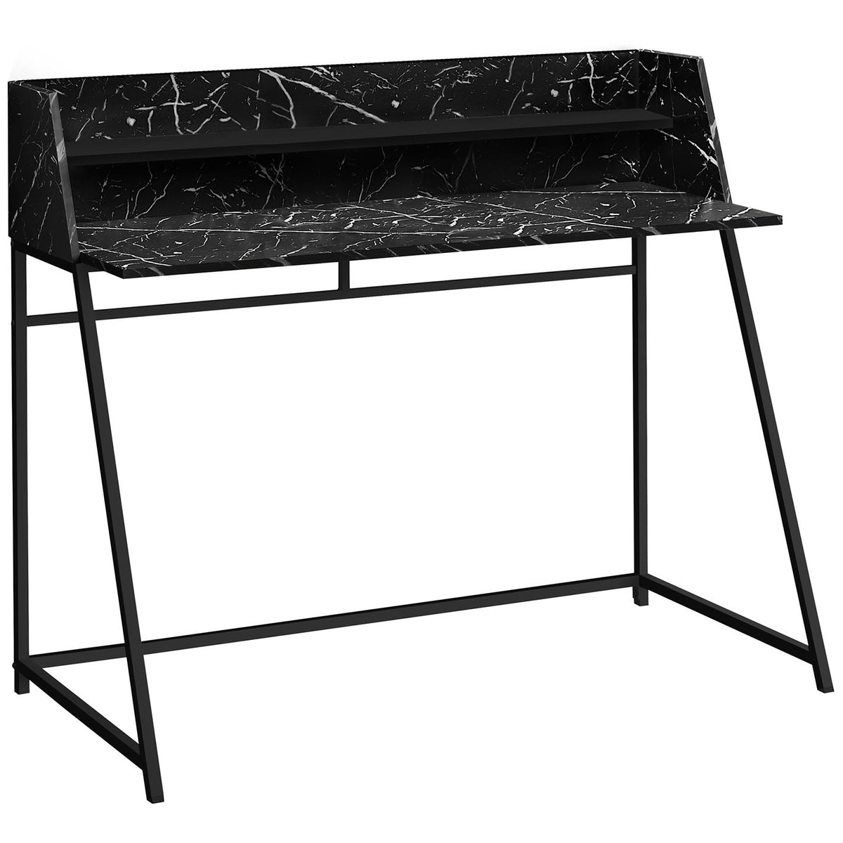 Computer Desk For Home Office, Laptop, Storage Shelves, Marble Look Contemporary & Modern