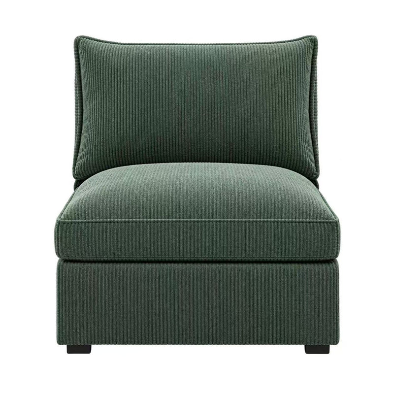 Armless Chair With Design For Living Room - Dark Green