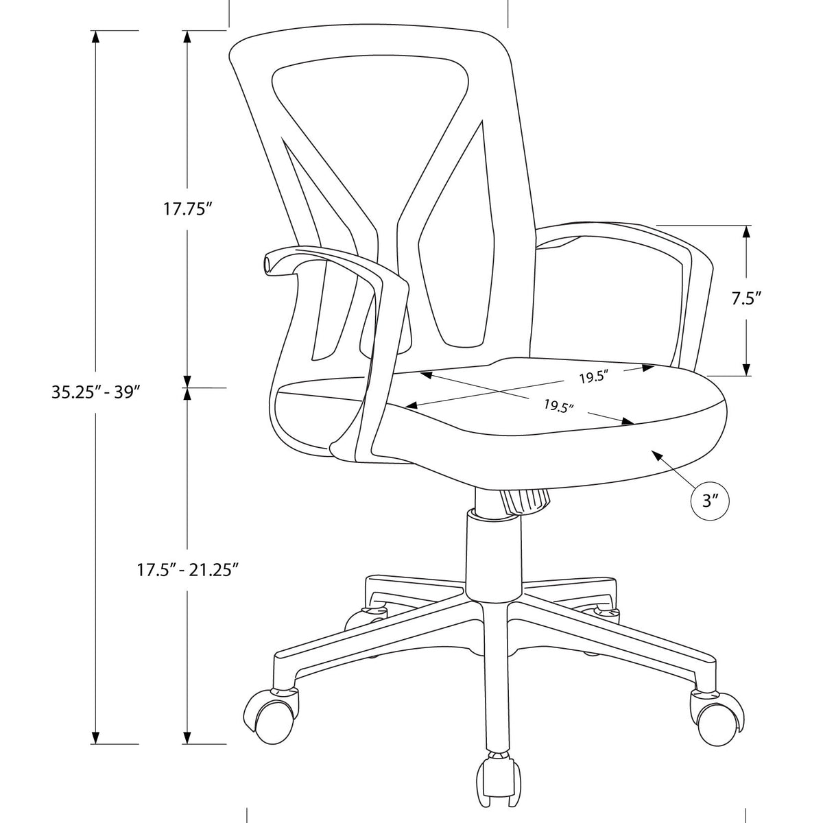 Office Chair, Adjustable Height, Swivel, Ergonomic, Mesh, Contemporary & Modern