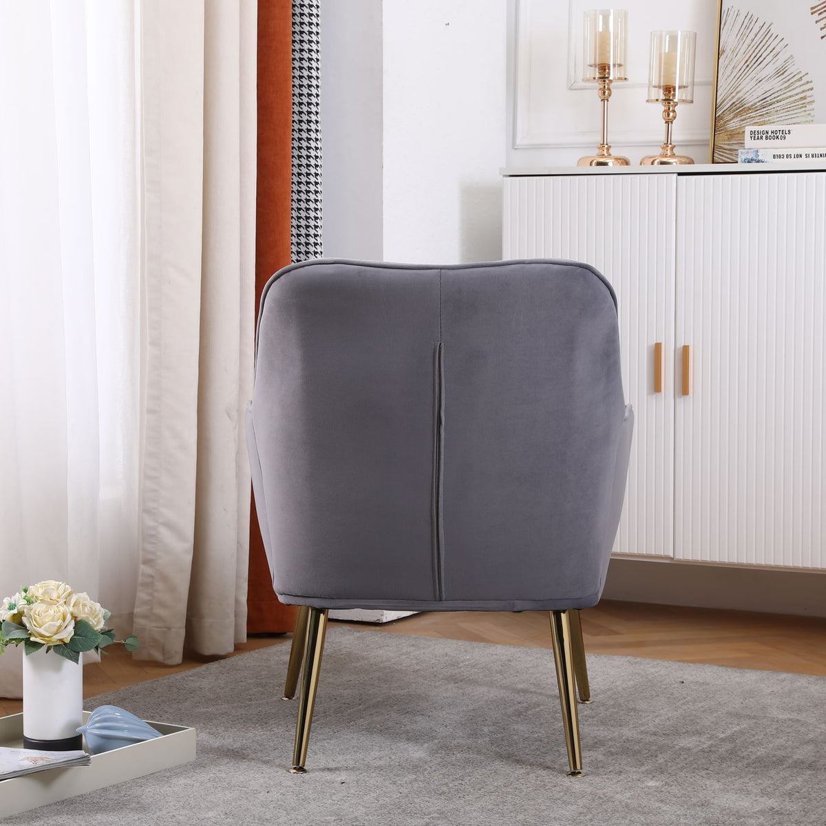Modern Mid-Century Chair Tufted Sherpa Armchair For Living Room Bedroom Office