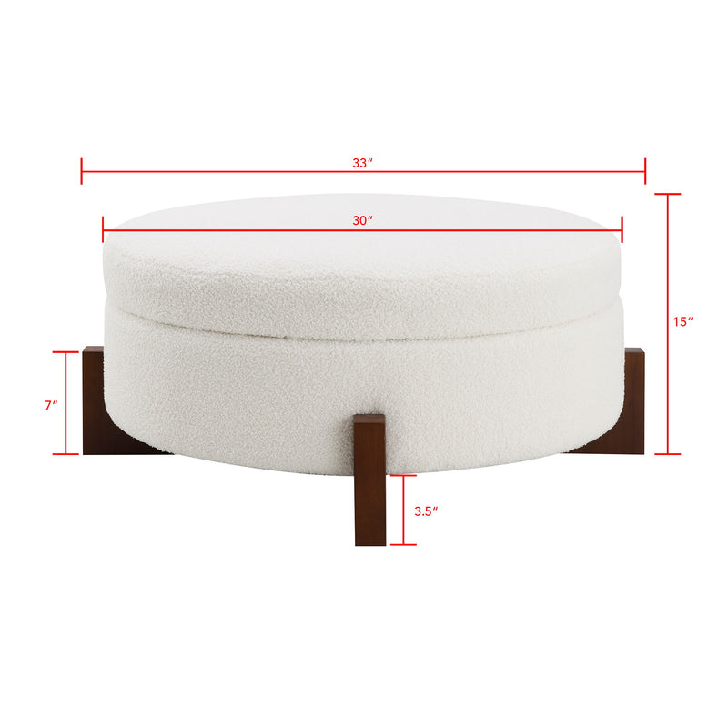 Round Storage Ottoman, Footrest Stool For Living Room