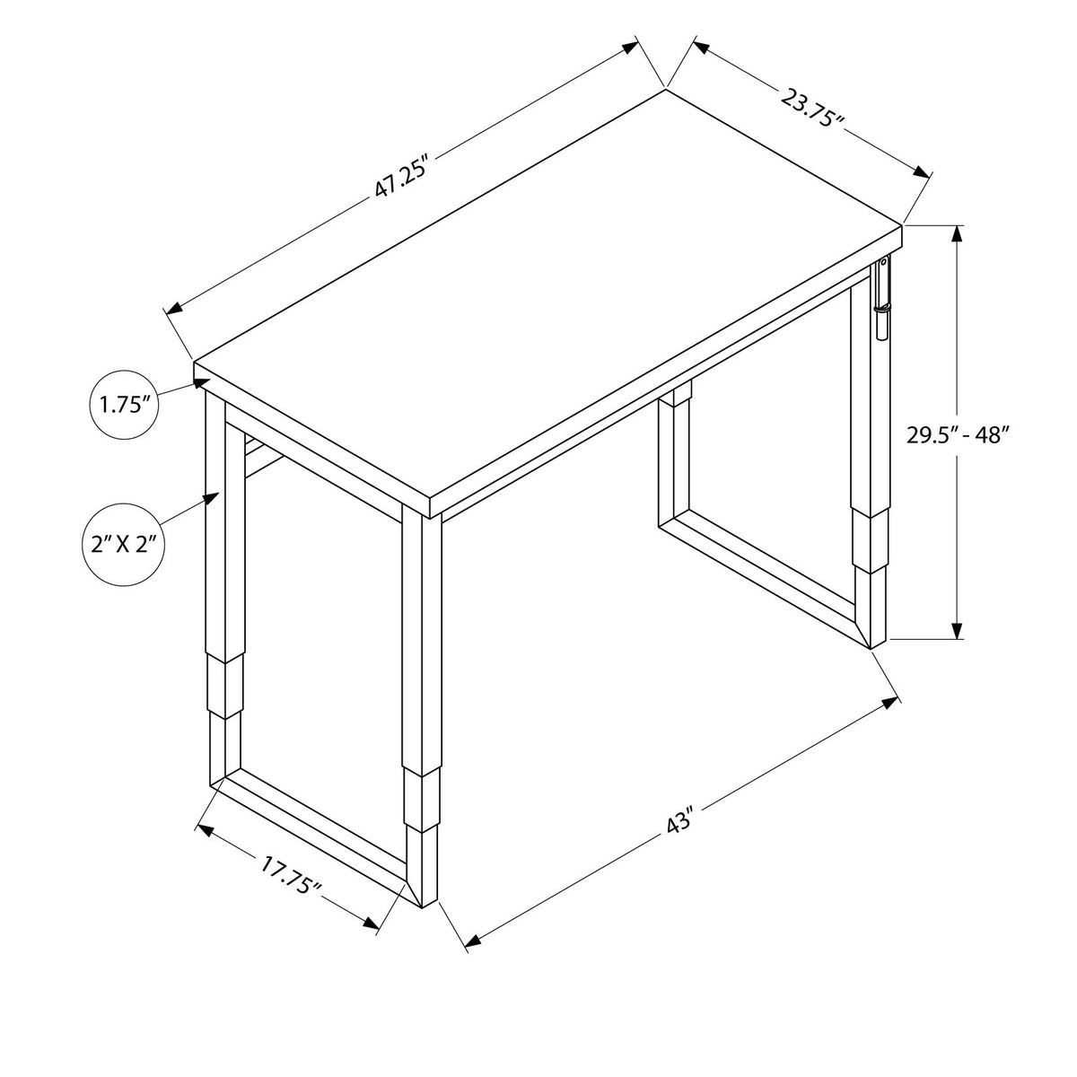 Computer Desk, Home Office, Standing, Adjustable, Laptop, Contemporary & Modern