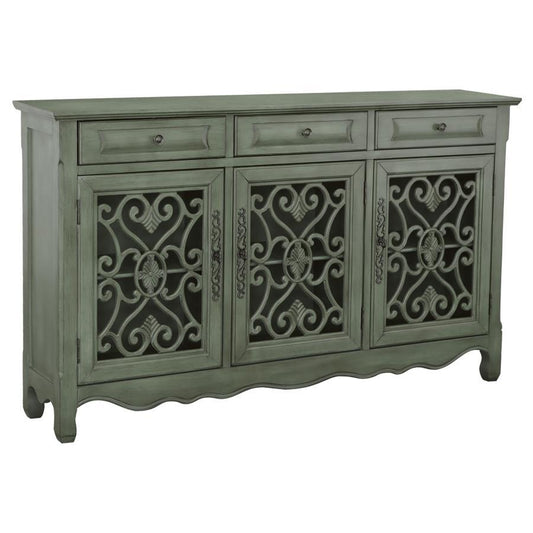 Madeline - 3-Drawer Scrollwork Accent Cabinet - Antique Green