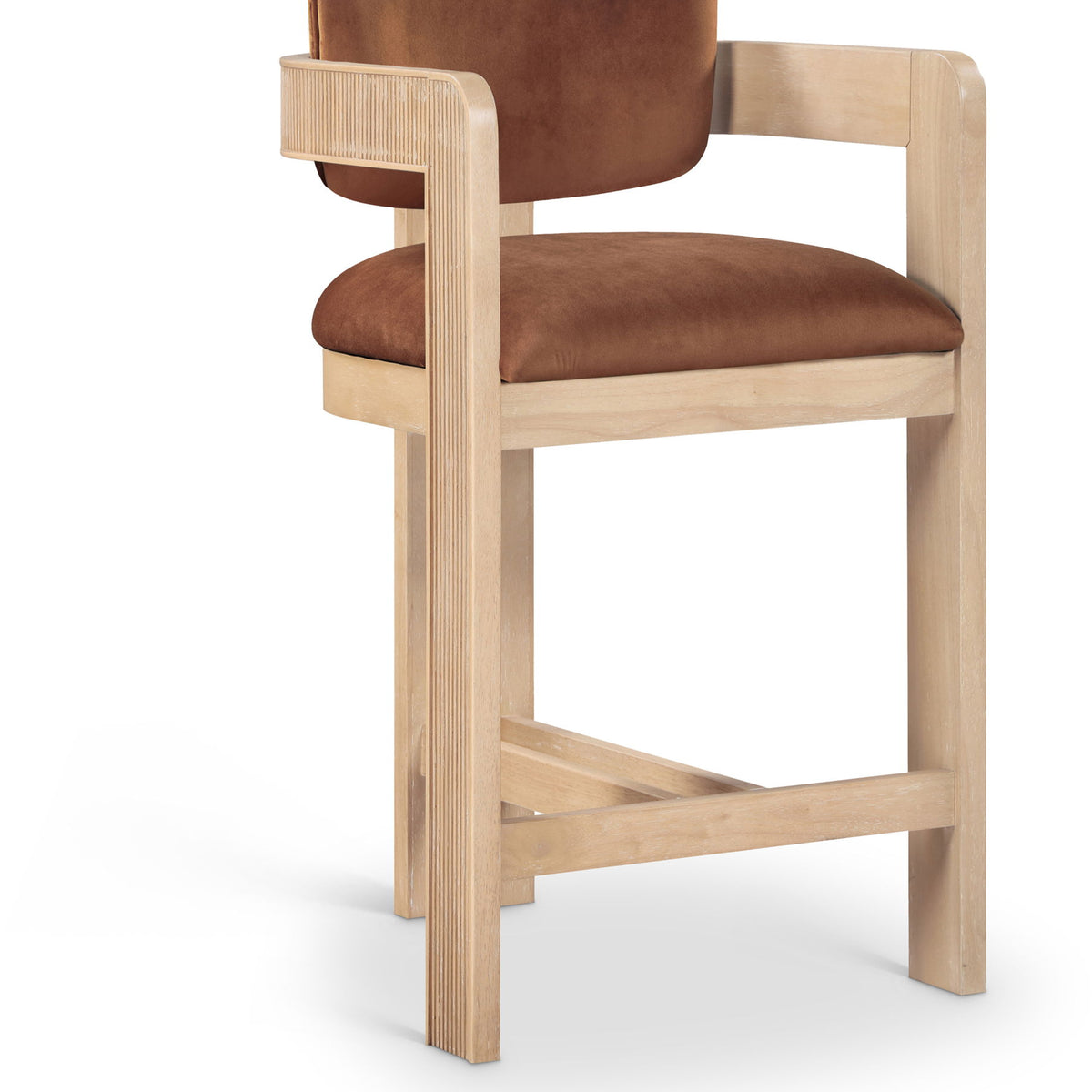 Sacha - Velvet Stool With Natural Base