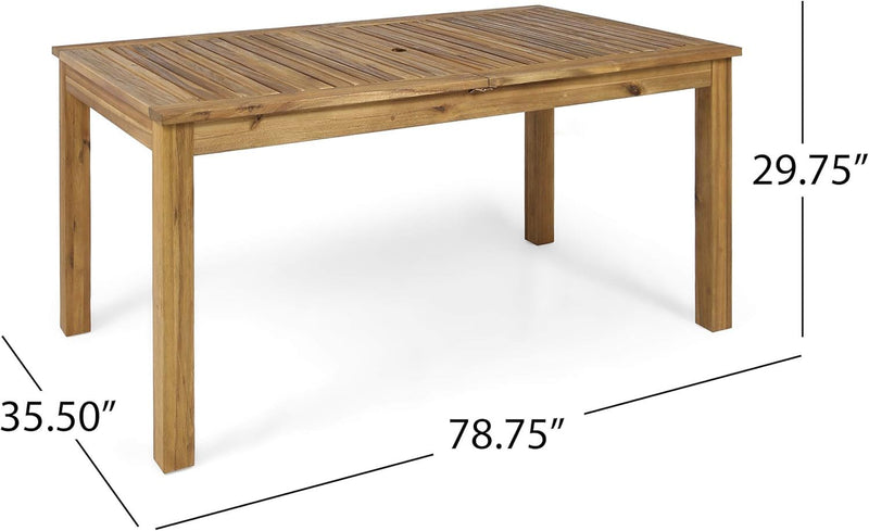 Outdoor 6 Seater Expandable Dining Set With Cushions - Sandblasted Natural / Beige