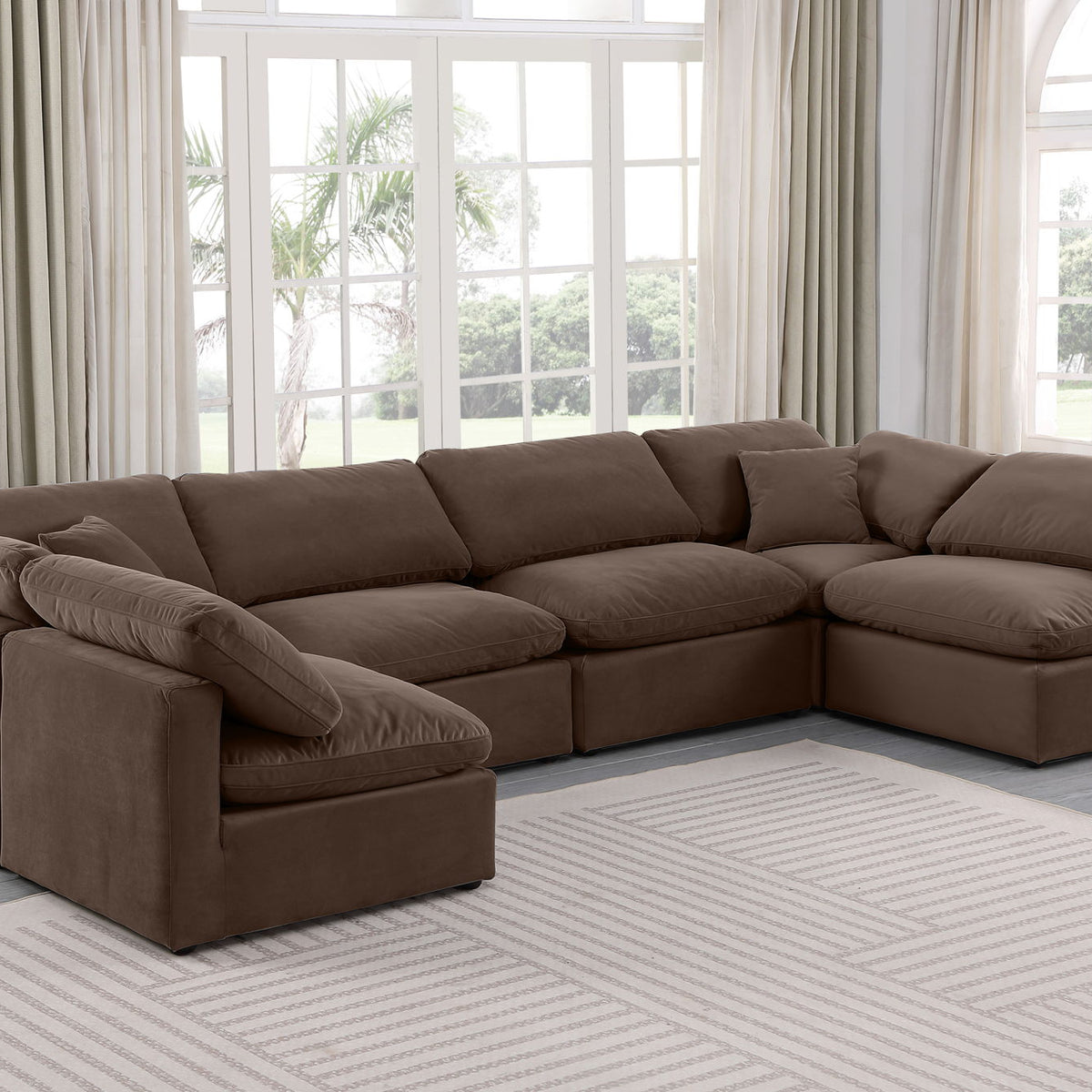 Indulge - Velvet 6 Piece Modular U-Shaped Sectional