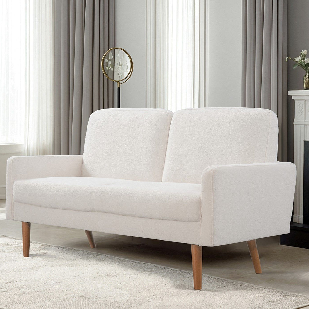 Loveseat Sofa, European Style With Sleek Design, Modern & Vintage Flair, Upholstered 2 Seater Couch