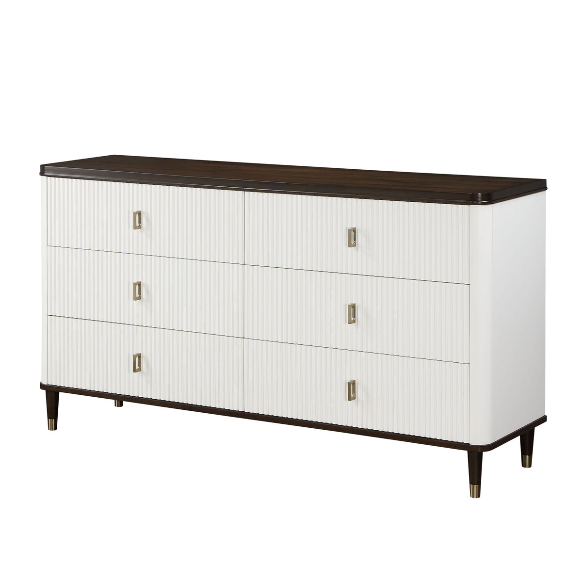 Carena - Dresser With Jewerly Tray - White / Walnut