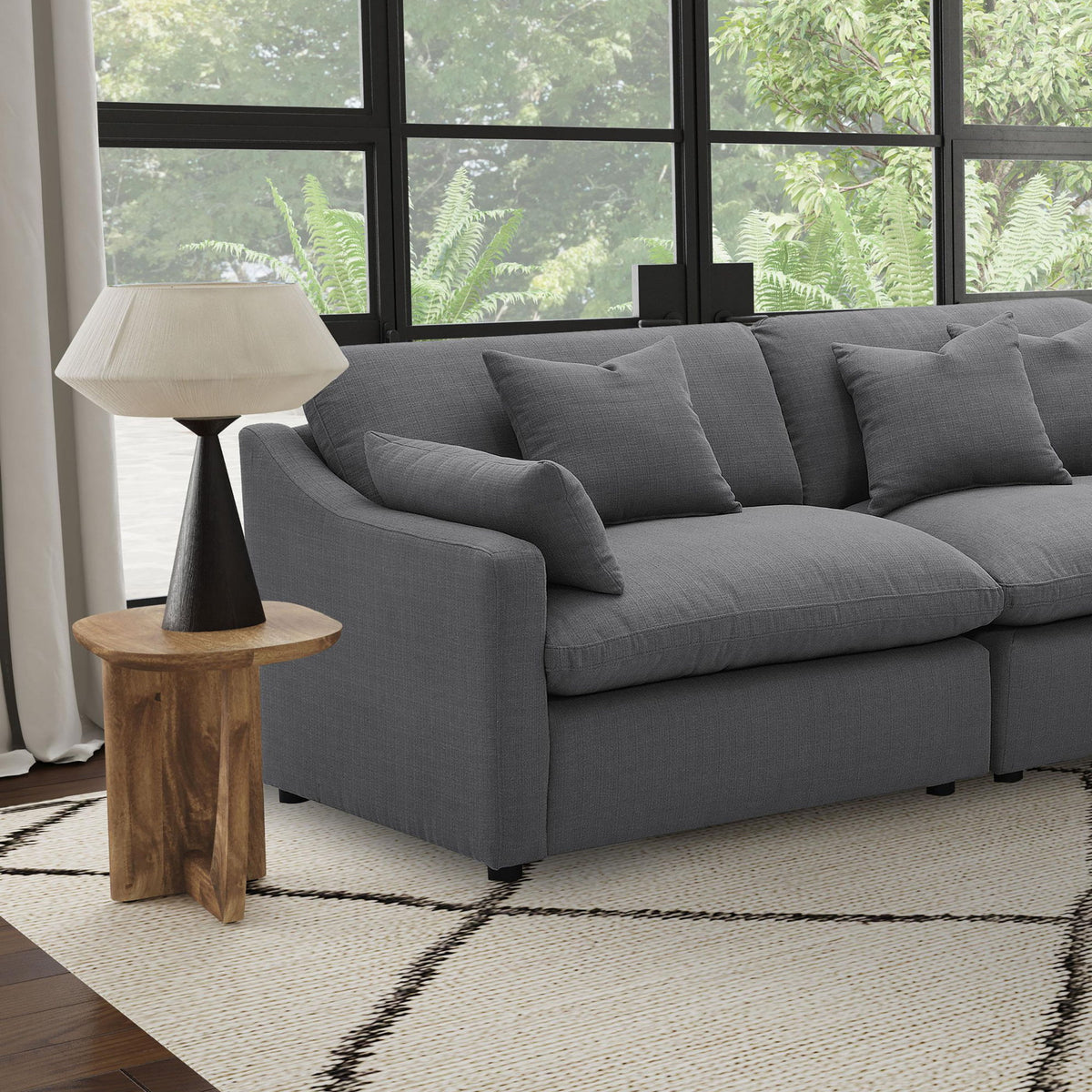 Hobson Upholstered LAF Chair Charcoal