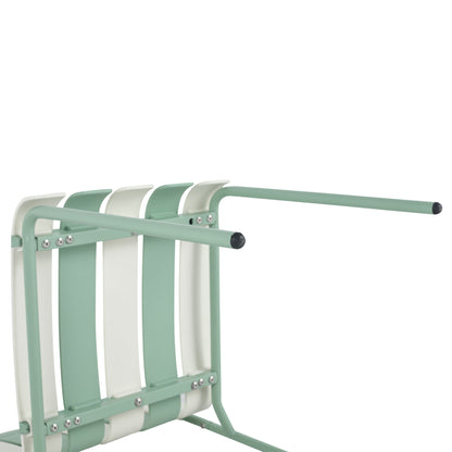 4 Piece Set Of Single Chairs With Modern Color Blocking Design, UV Resistant And Rust Proof - Haze Green / White