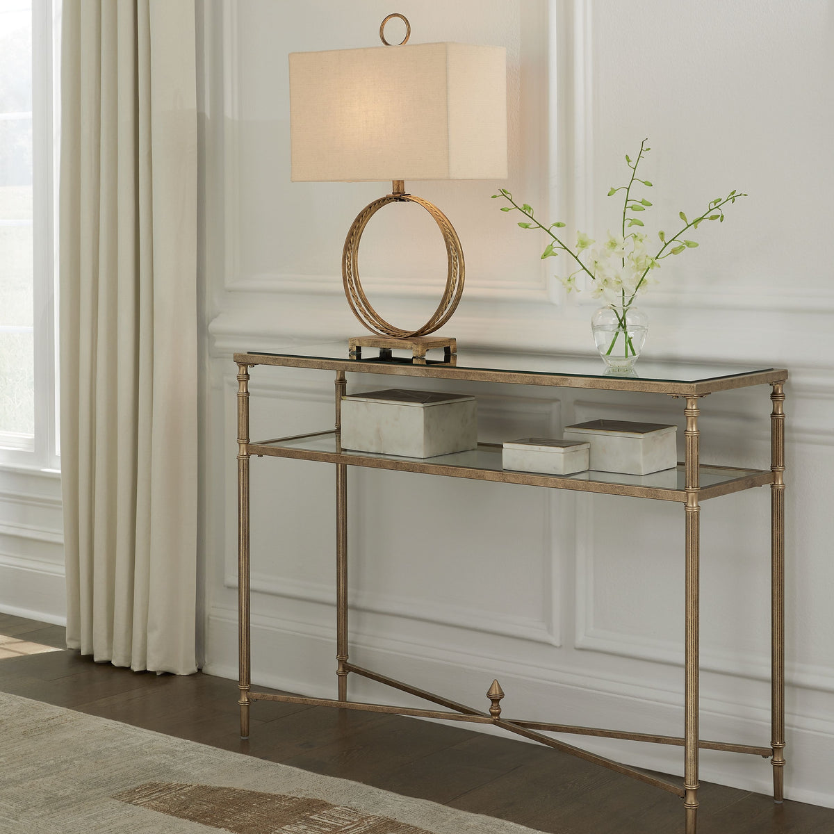 Cloverty - Sofa Table - Aged Gold Finish