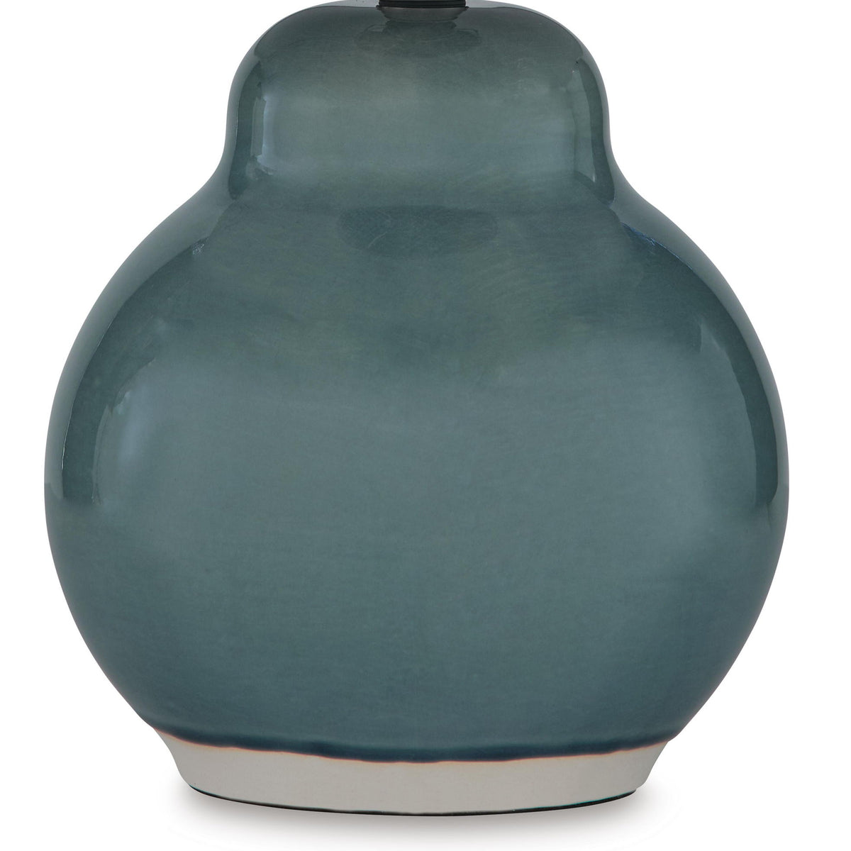 Teal ceramic lamp base with glossy curved shape