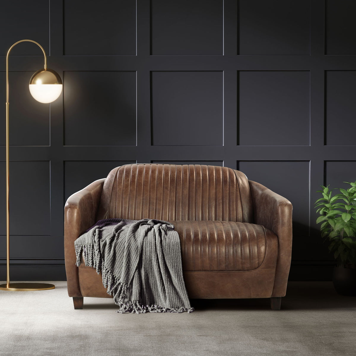 Brancaster - Grain Leather Loveseat - Brown