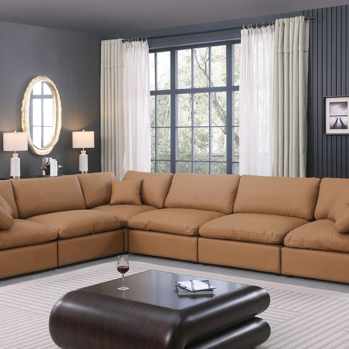 Comfy - 6 Piece Faux Leather Modular Corner Sectional