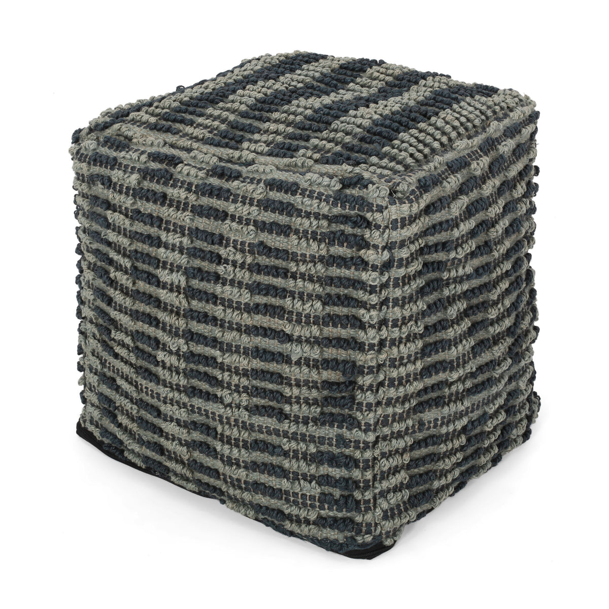 Walle - Fabric Square Pouf Ottoman And Floor Cushion Teal - Blue