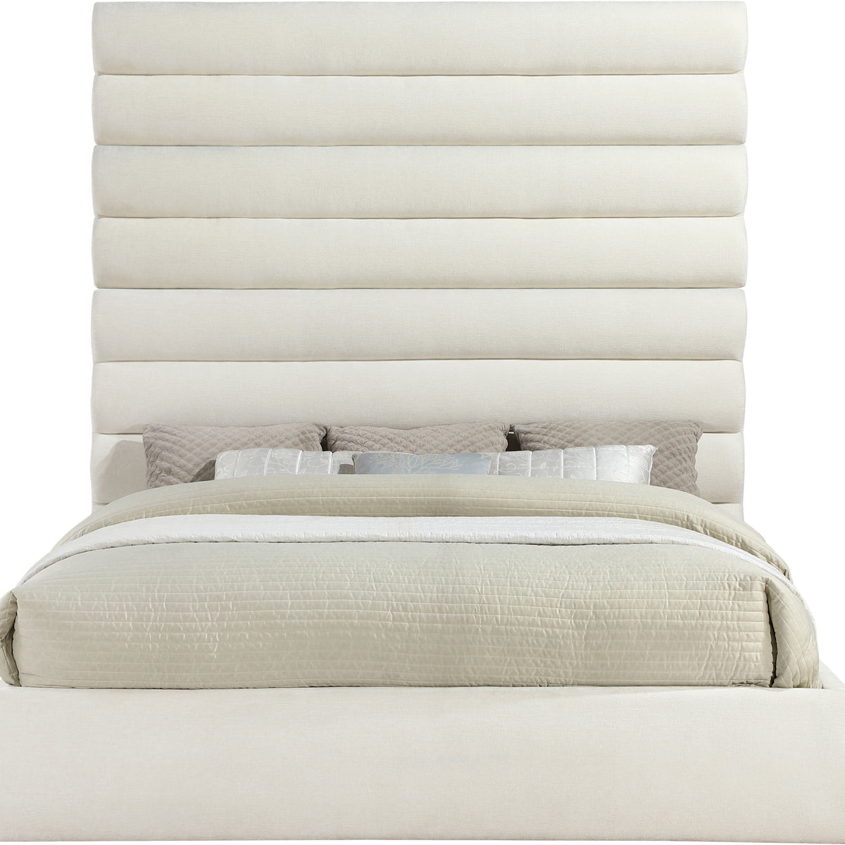 Adam - Chenille Fabric Bed With 89" Headboard
