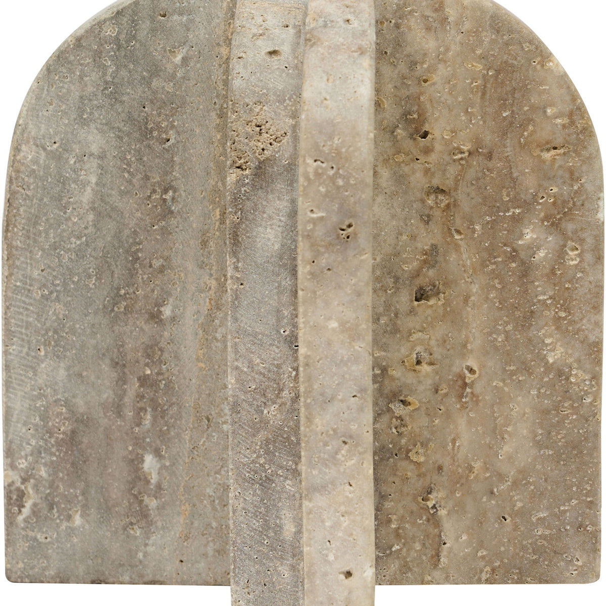 Light gray marble bookends with speckled texture and arched backs, set of 2