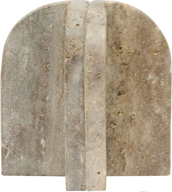 Light gray marble bookends with speckled texture and arched backs, set of 2
