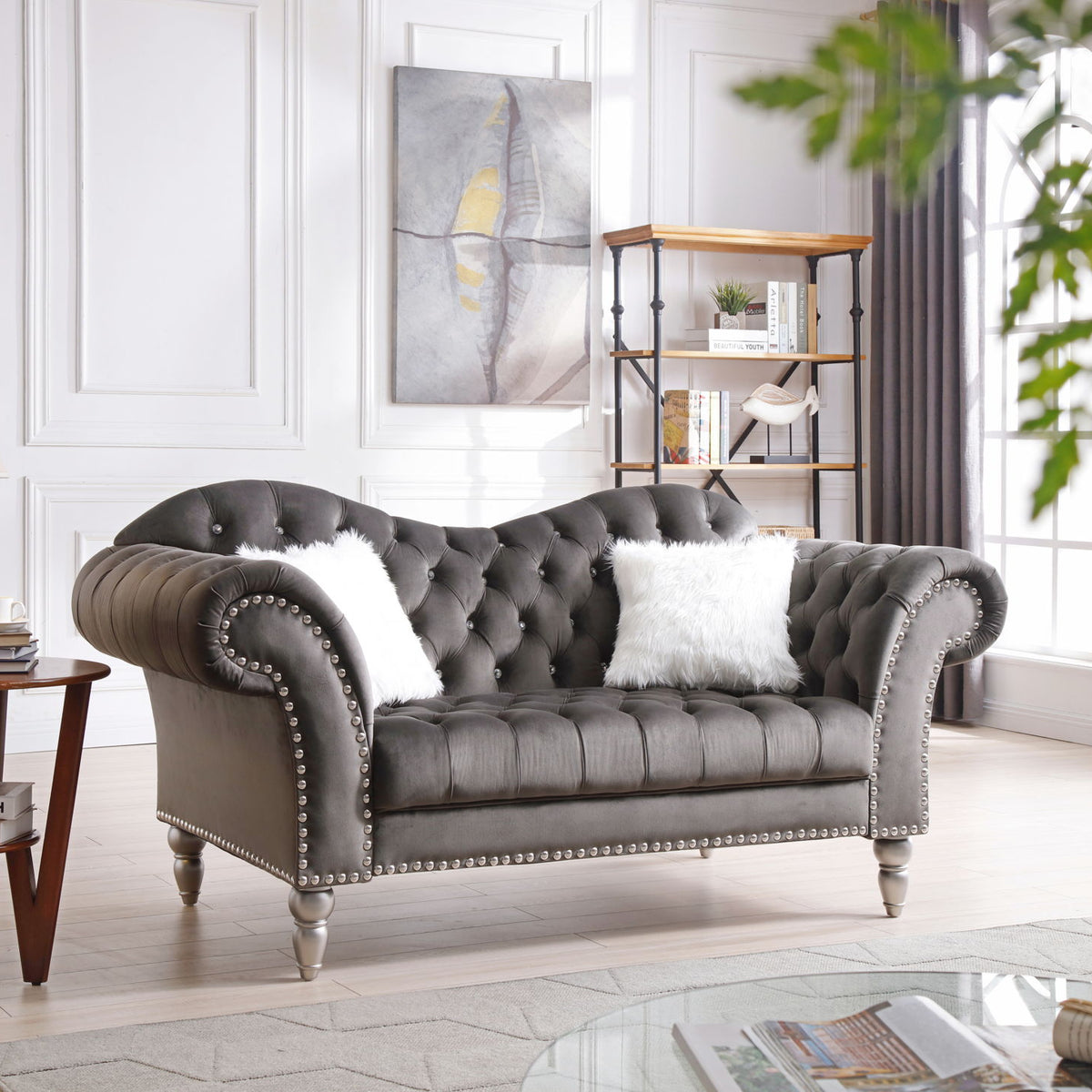 Elegant Round Arm Loveseat