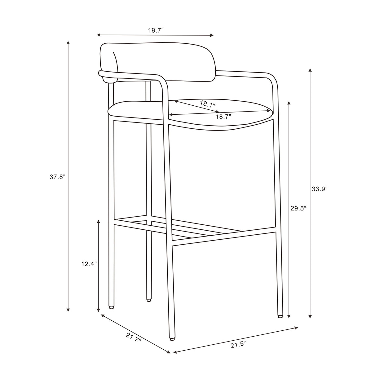 Manhattan Serene - Metal Upholstered Barstool
