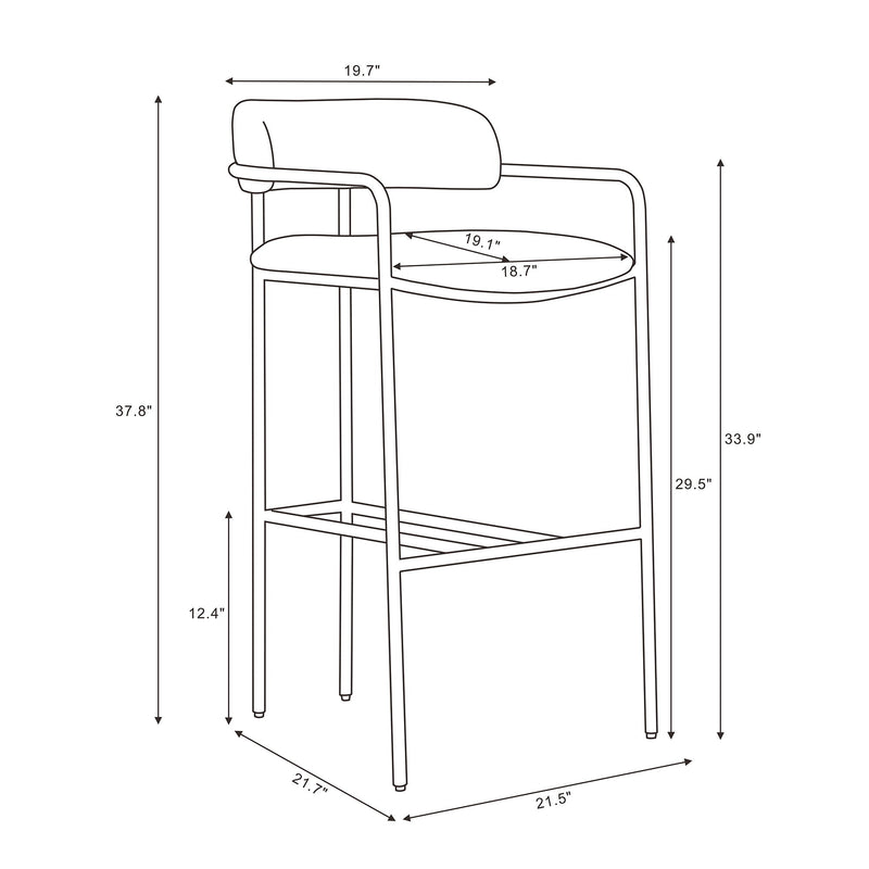 Manhattan Serene - Metal Upholstered Barstool