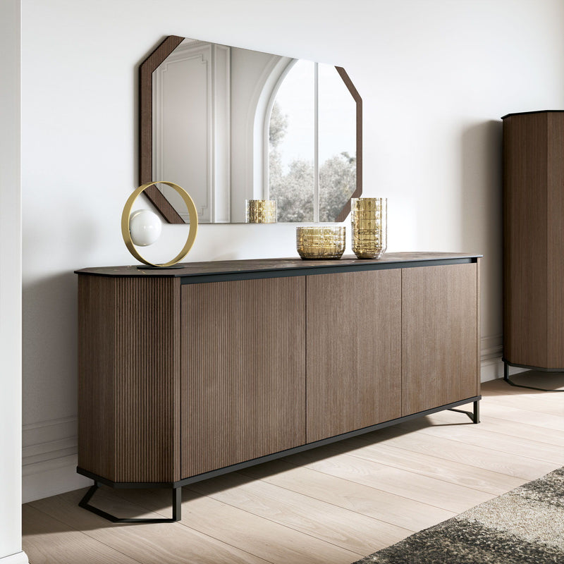 Hexagon - 3 Door Buffet - Dark Brown