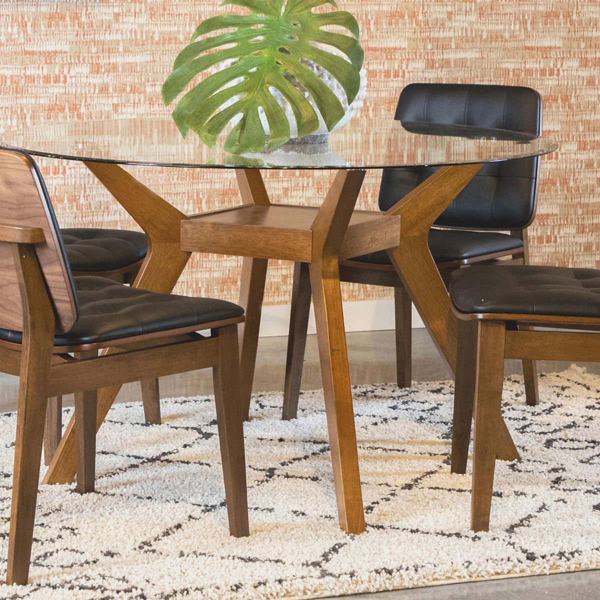 Paxton 5-piece Round Glass Top Dining Table Set Brown