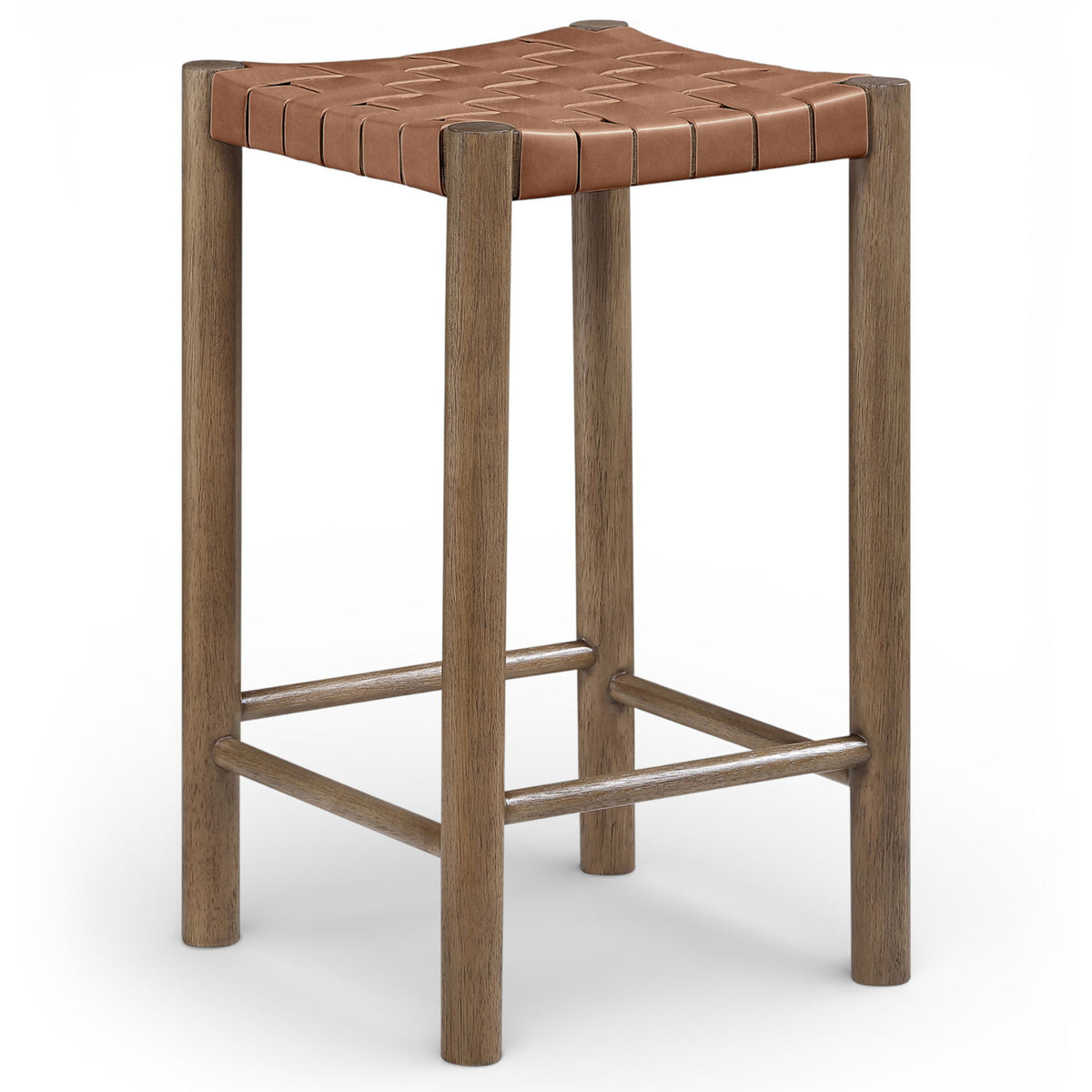 Entwine - Vegan Leather Upholstered Backless Counter Stool - Painted Brown