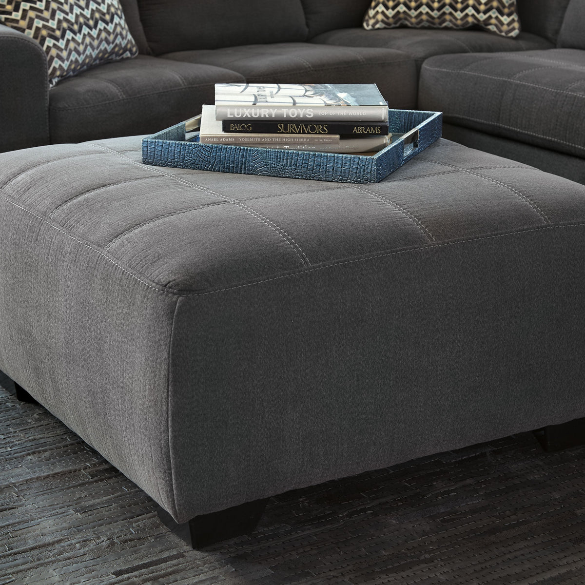 Ambee - Oversized Accent Ottoman - Slate