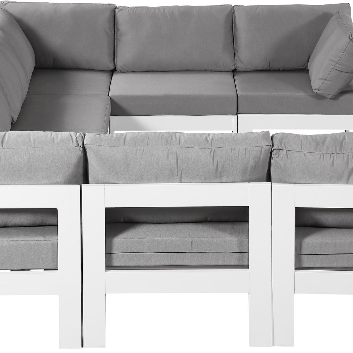 Nizuc - Outdoor Patio 8 Piece Modular Sectional With White Frame