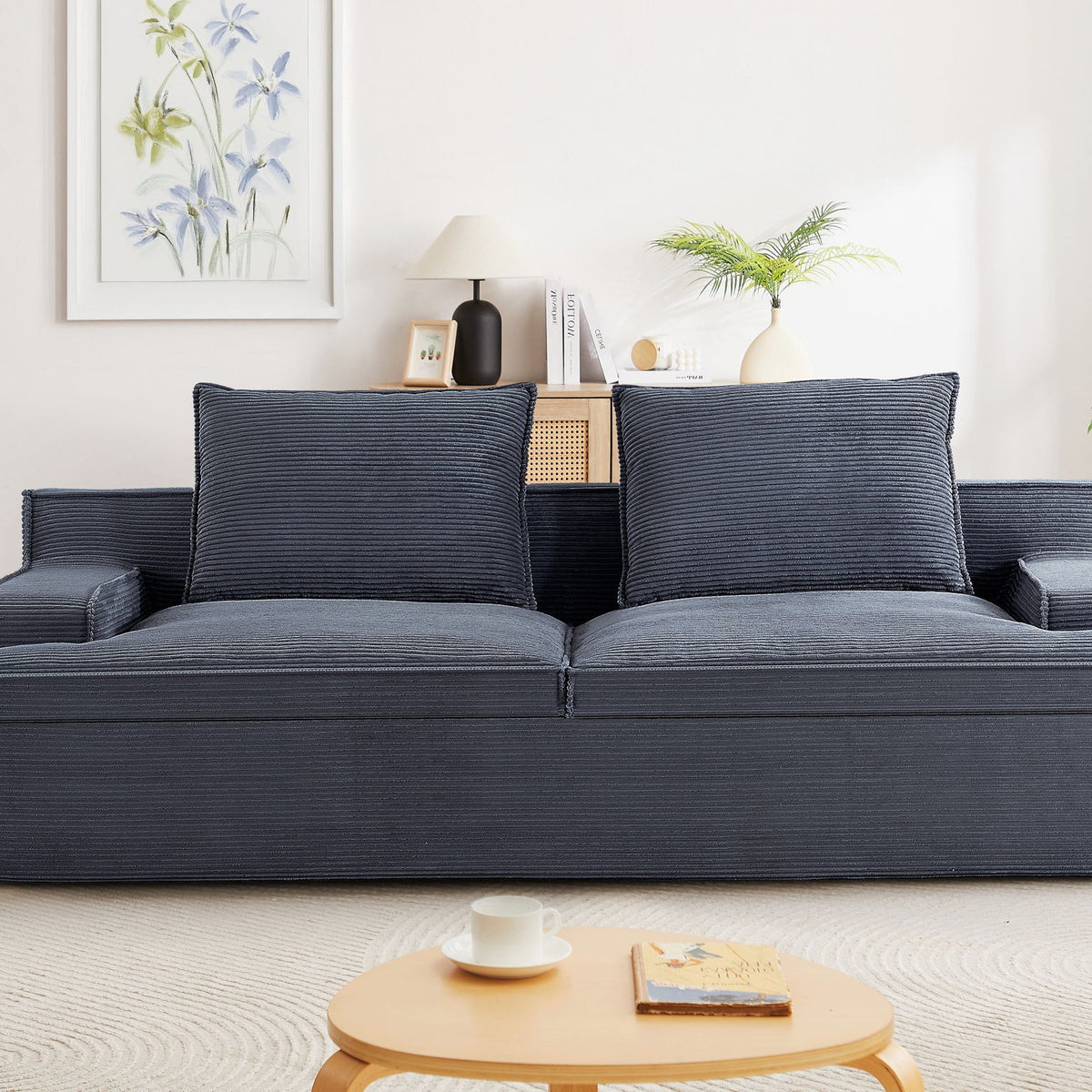 Nimbus - Oversized Full Foam 4 Seater Couch For Living Room Upholstered In Soft Corduroy, Wide Armrests