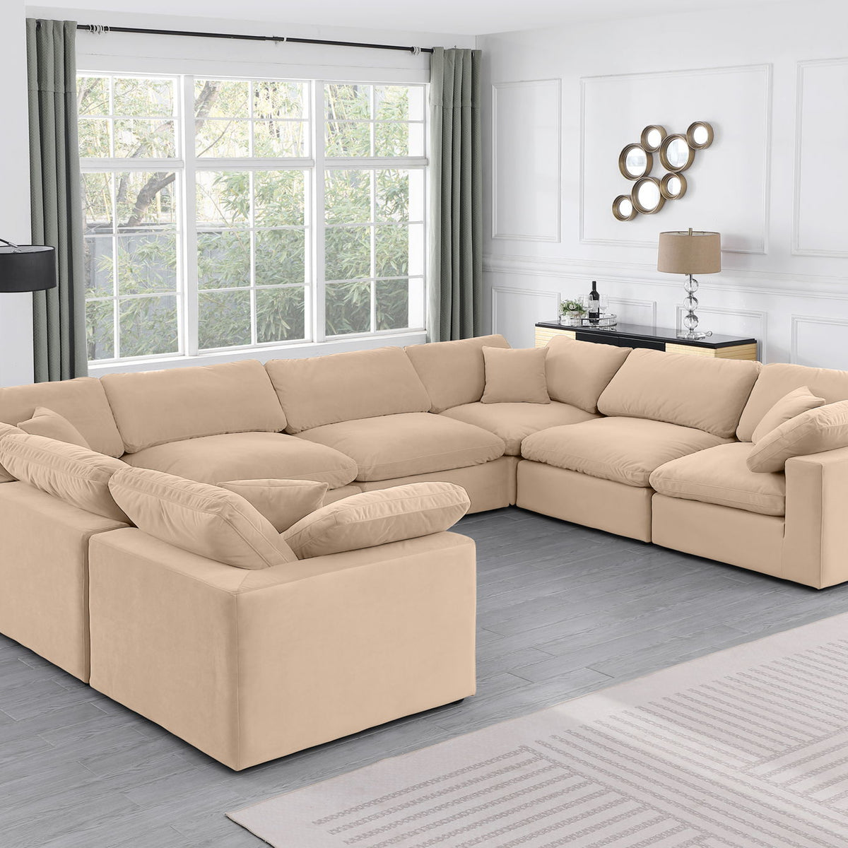 Comfy - 8 Piece Velvet Modular Sectional