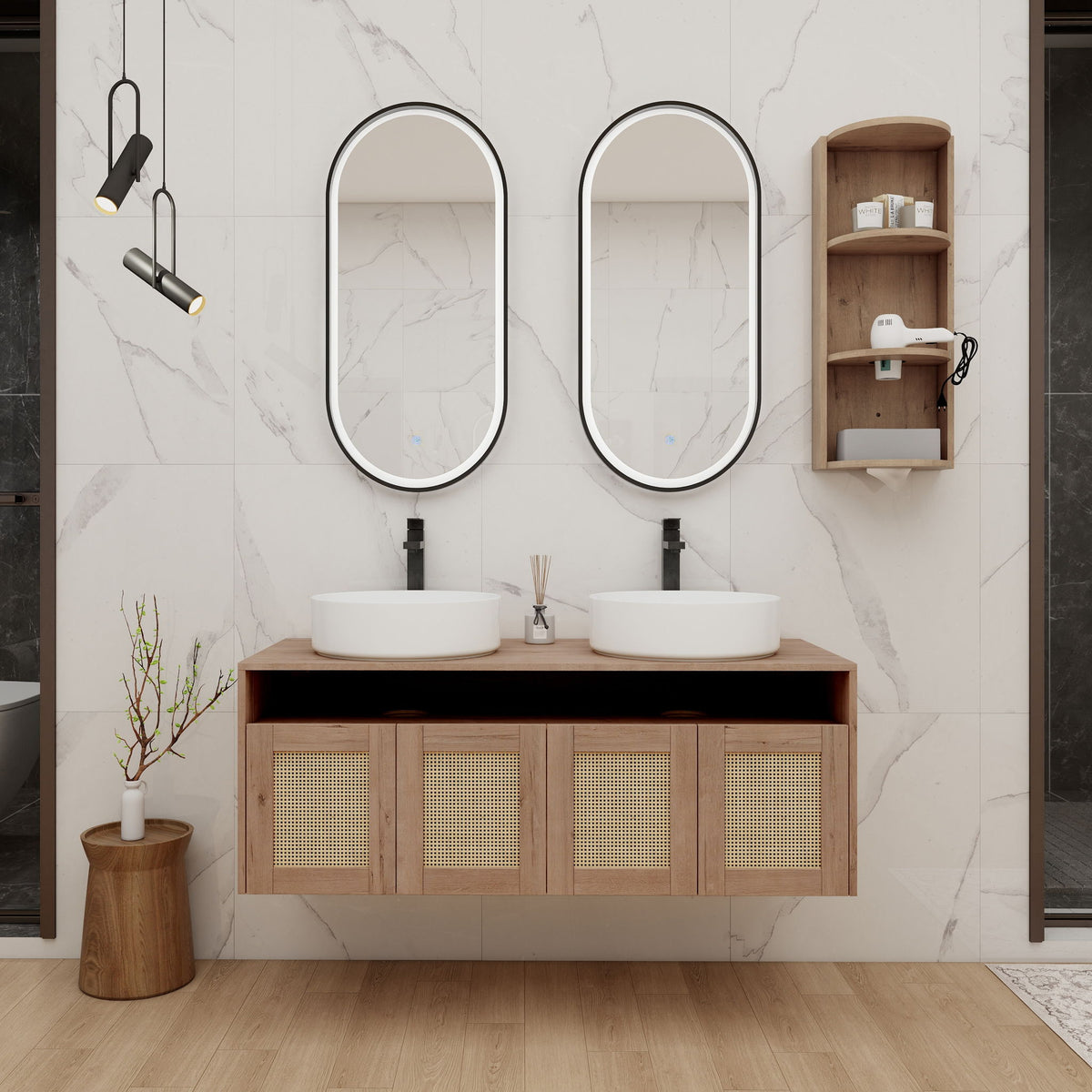 Bathroom Vanity With Art Sink And Storage Rack, Float Mounting Design