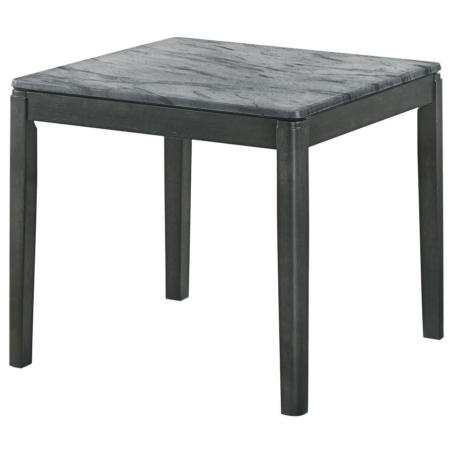 Mozzi - Square Faux Marble Side End Table - Gray And Black