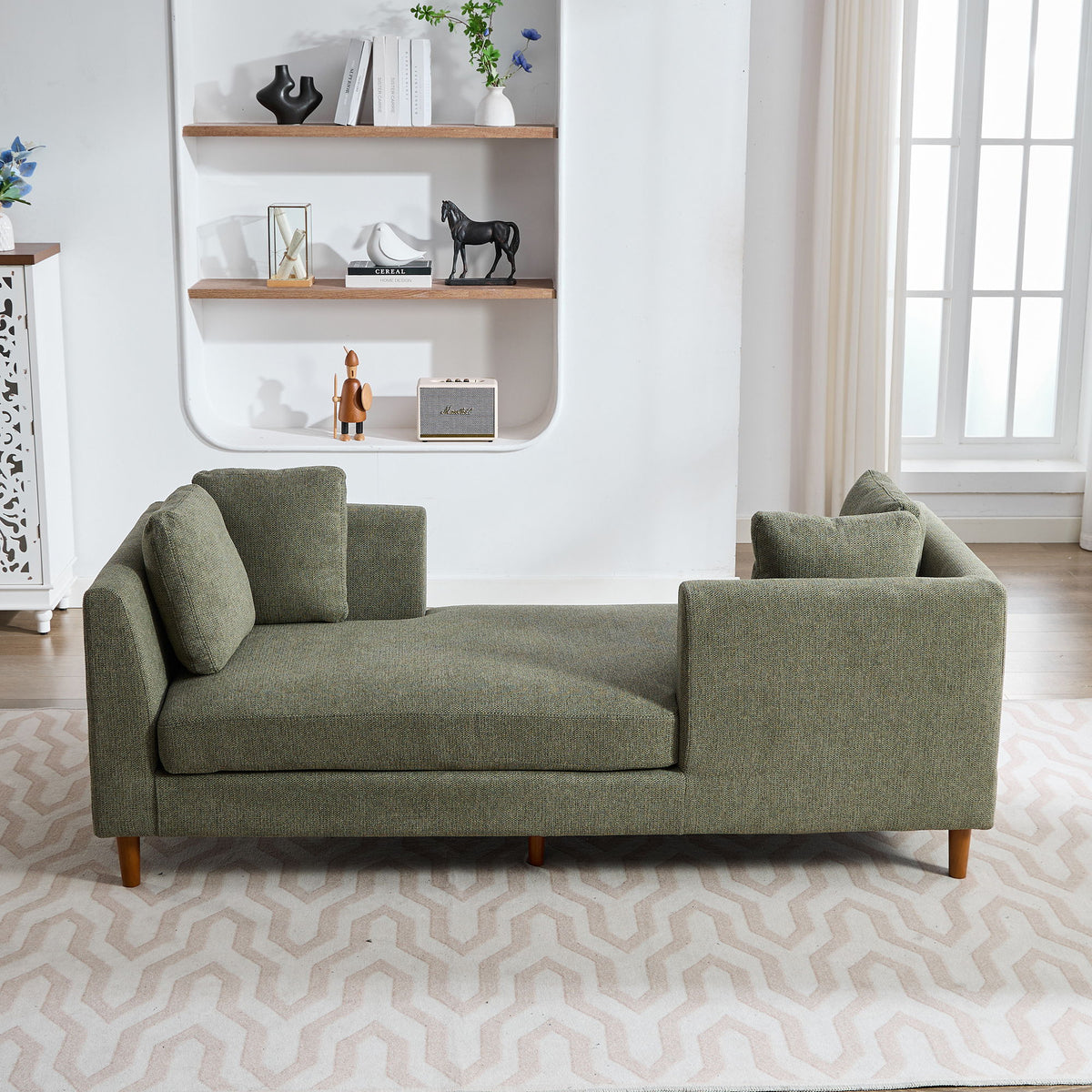 Wide Modern Double Sided Upholstered Chaise Lounge
