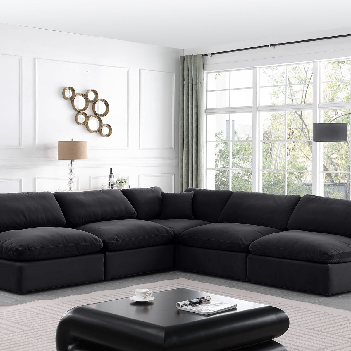 Comfy - 5 Piece Velvet Modular Corner Armless Sectional