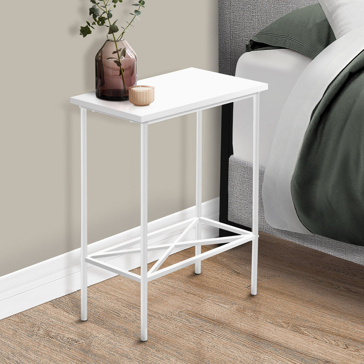 Accent Side Table, Narrow, Small, 2 Tier, Contemporary & Modern