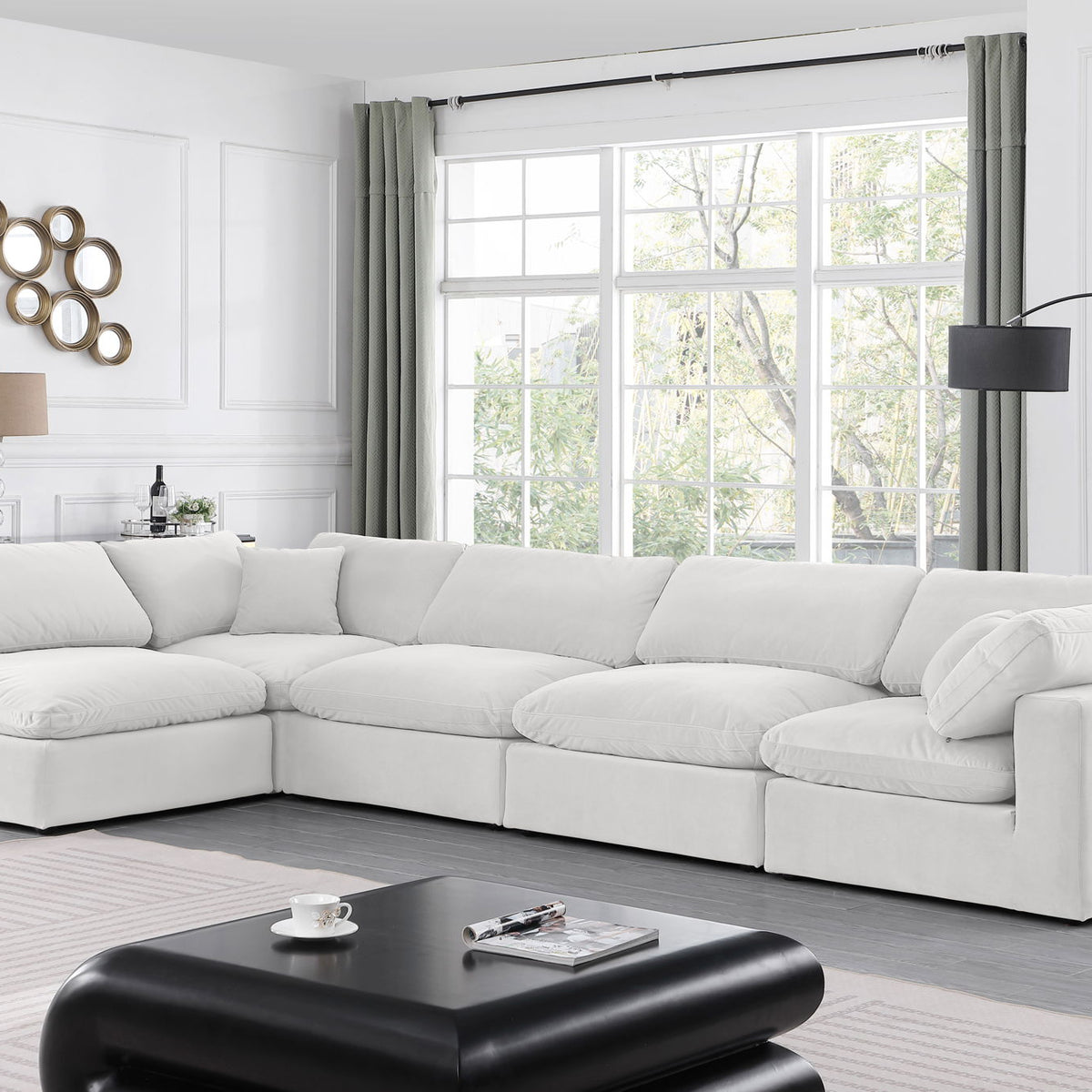 Comfy - 5 Piece Velvet Modular Sectional