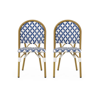 Chic French Bistro Chair With Durable Rattan And Aluminum Frame