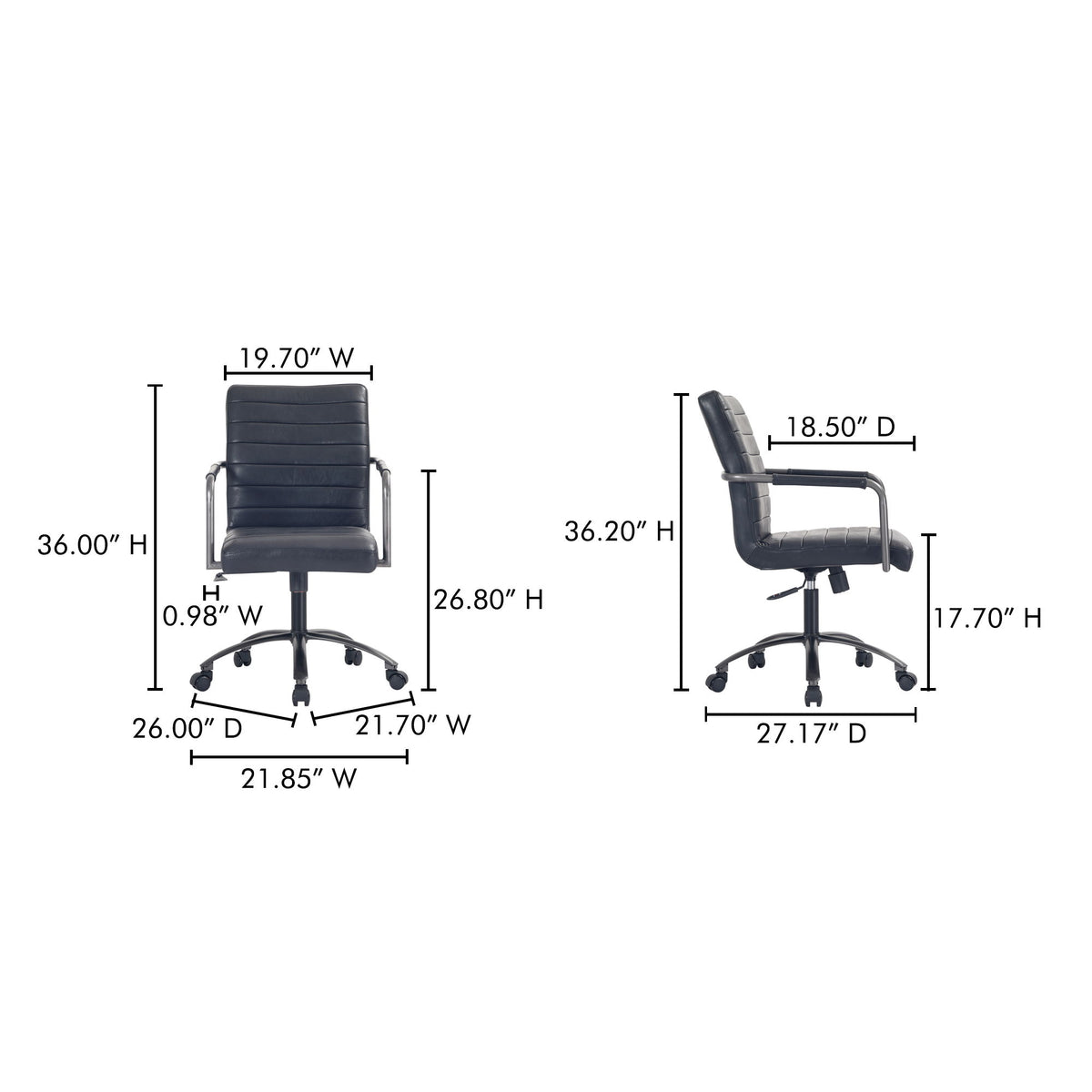 Roy - Leather Office Chair - Black